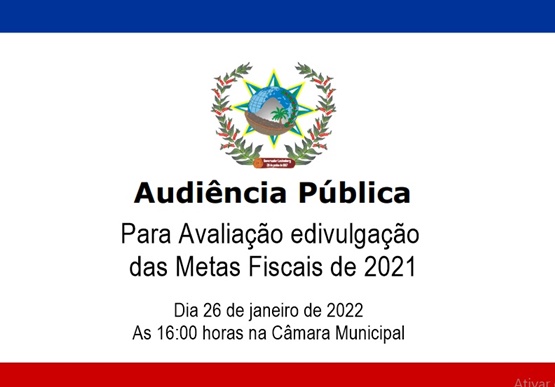 Audiência Pública para Avaliação e divulgação das Metas Fiscais de 2021